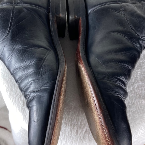 Justin Mens 9 D Cowboy Roper Boots Black Leather Western Rodeo Pull On - Picture 7 of 9